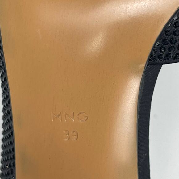 Mango MNG Black Rhinestone Pointed Toe Slip On Stiletto Heels Pump Shoes Sz 8.5 - Picture 6 of 6